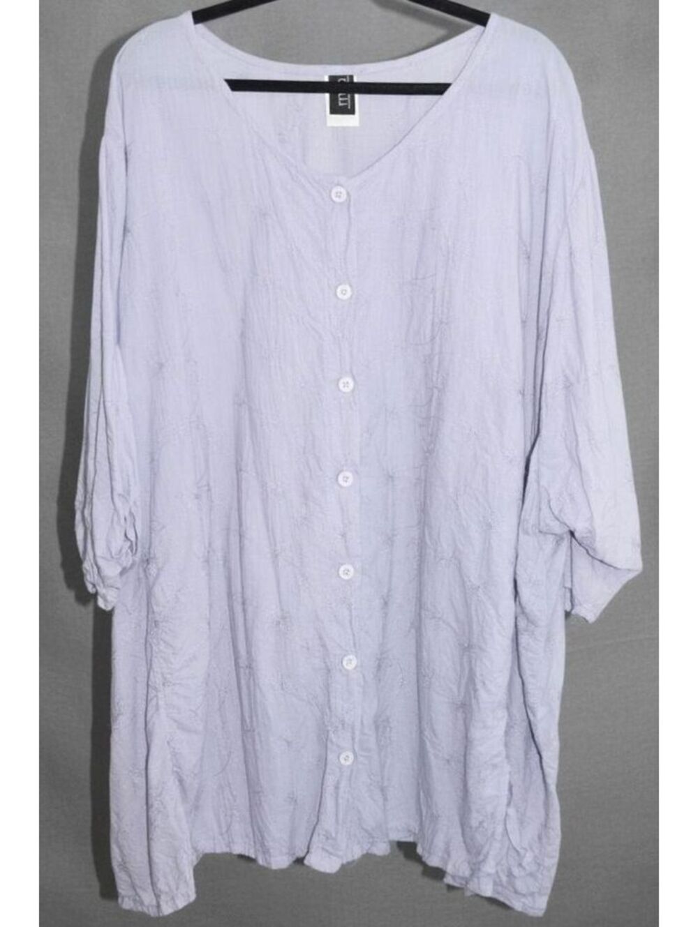 Vintage m.i.b. Plus Size Lavender Embroidered Cotton Gauze Tunic Size 7X